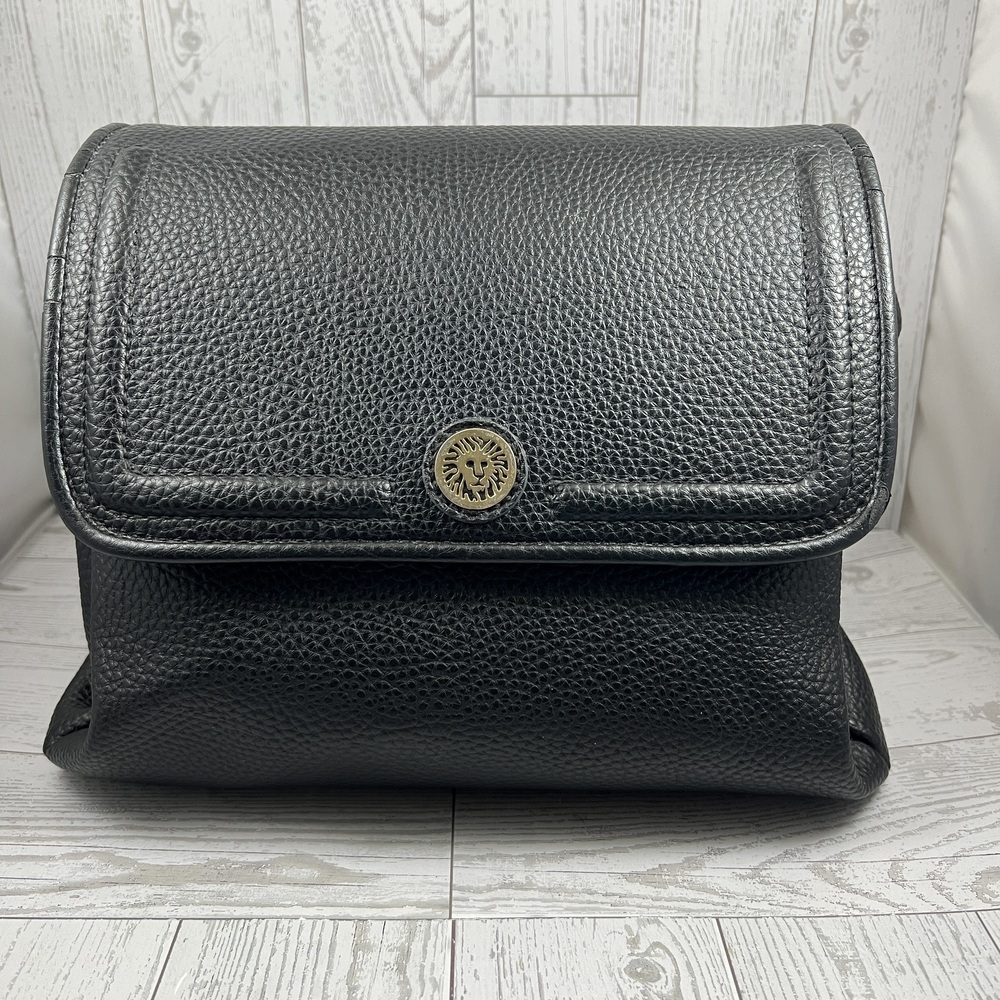 Anne Klein Bag Backpack Black Textured Flap Everyday Modern Chic Back To School